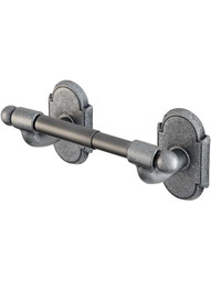 Wrought Steel Toilet-Paper Holder with Arched Rosettes in Antique Steel.